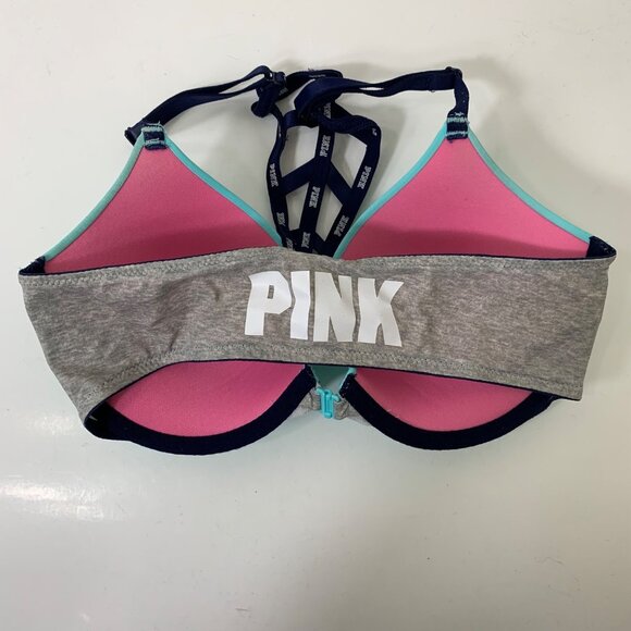 PINK Wear Everywhere Push-up Bra Front Close Bra Aquamarine Size 32D - Picture 4 of 7
